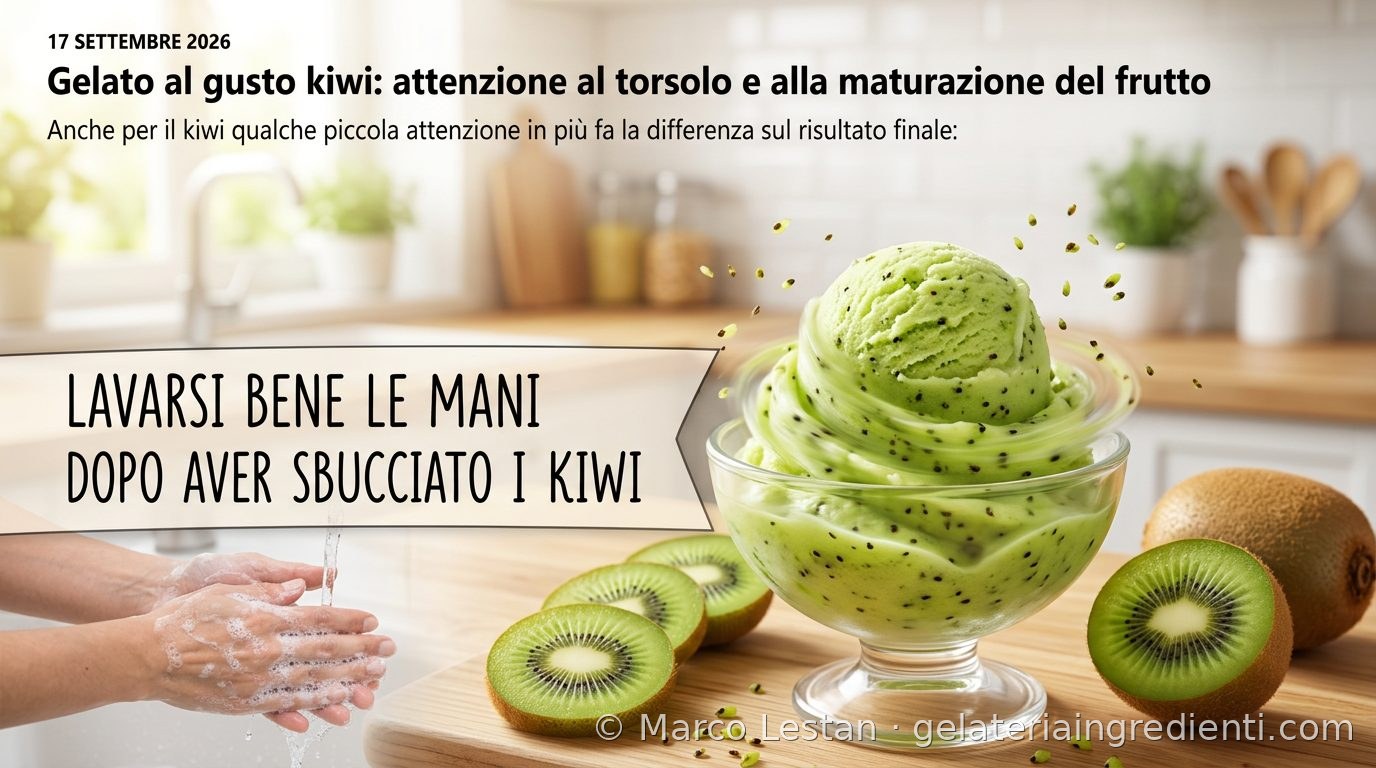 Gelato al gusto kiwi: lavarsi bene le mani dopo aver sbucciato i kiwi